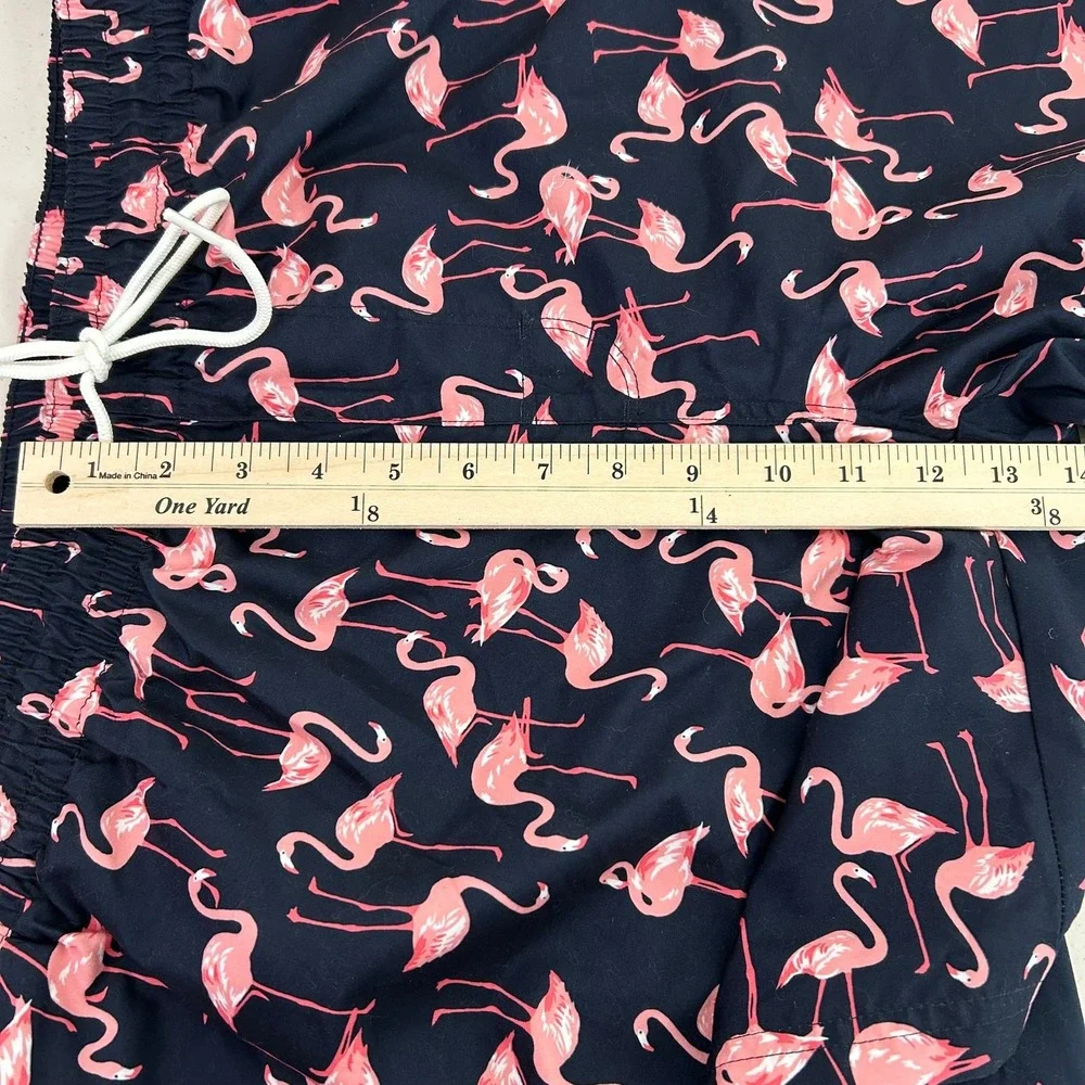 Old Navy Mens‎ Navy Blue Pink Flamingo Drawstring Swim Shorts with Pockets Beach